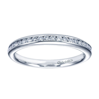 Wedding Band 14k White Gold Diamond Straight