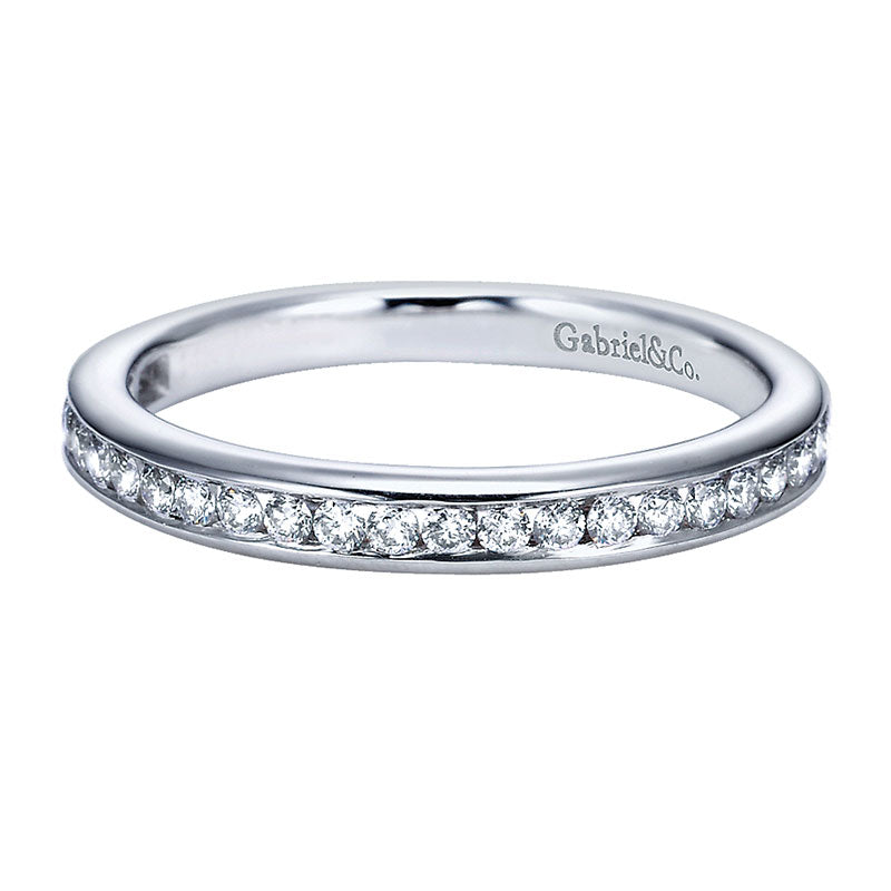 Wedding Band 14k White Gold Diamond Straight