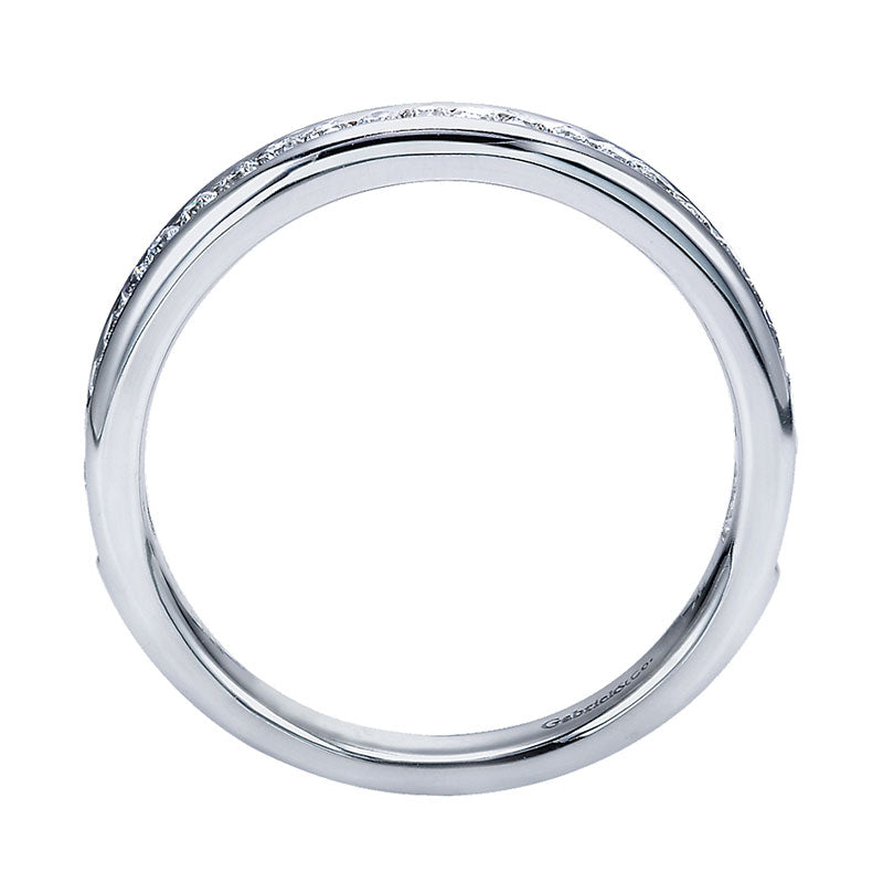 Wedding Band 14k White Gold Diamond Straight
