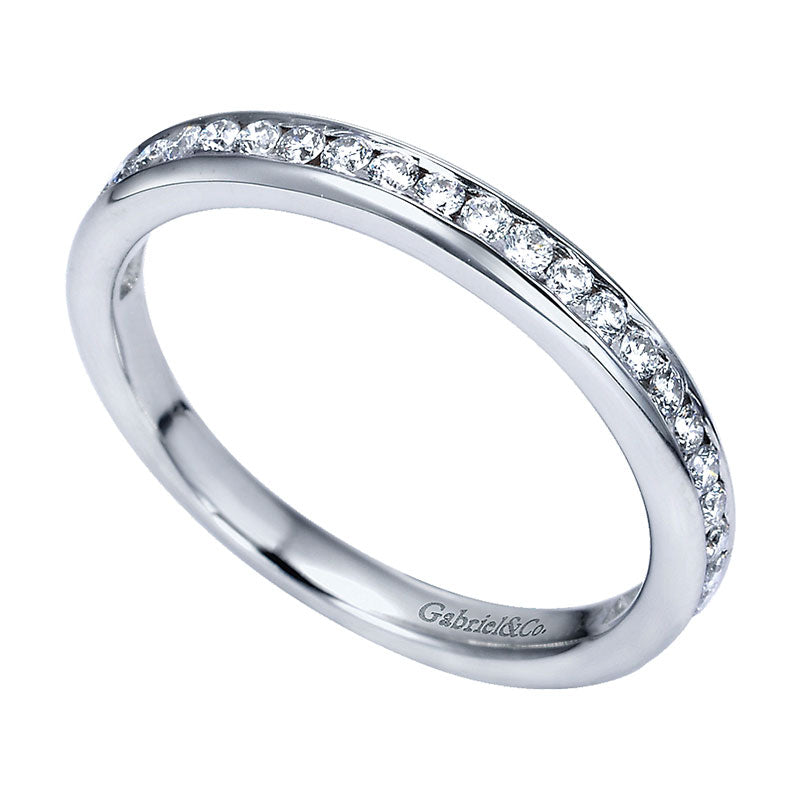 Wedding Band 14k White Gold Diamond Straight