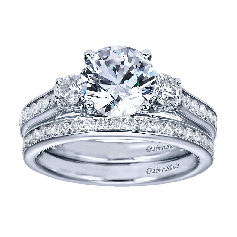 Wedding Band 14k White Gold Diamond Straight