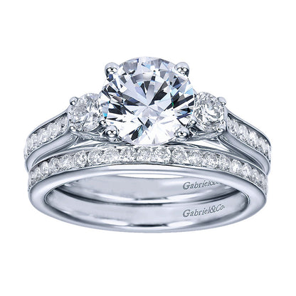 Wedding Band 14k White Gold Diamond Straight