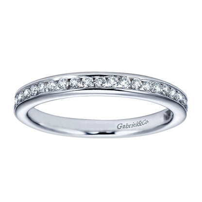 Wedding Band 14k White Gold Diamond Straight