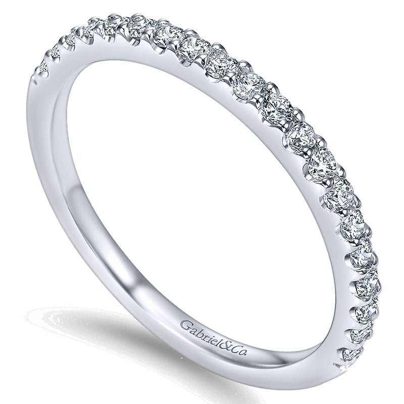 Wedding Band 14k White Gold Diamond Straight