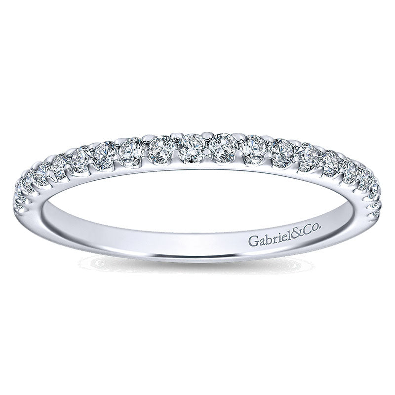 Wedding Band 14k White Gold Diamond Straight