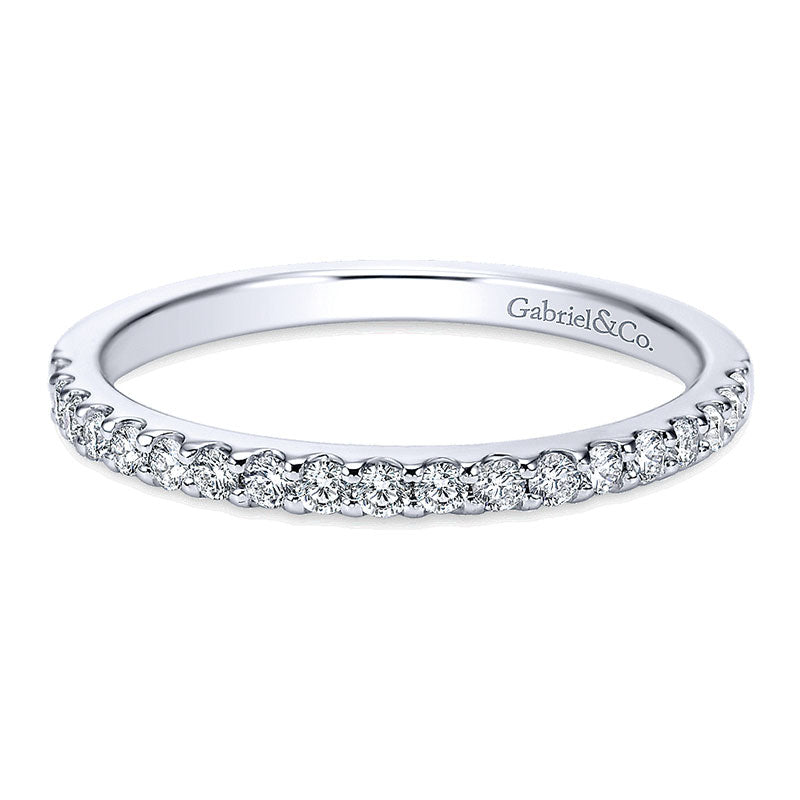 Wedding Band 14k White Gold Diamond Straight