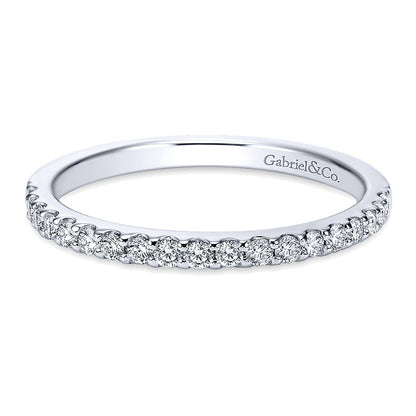Wedding Band 14k White Gold Diamond Straight