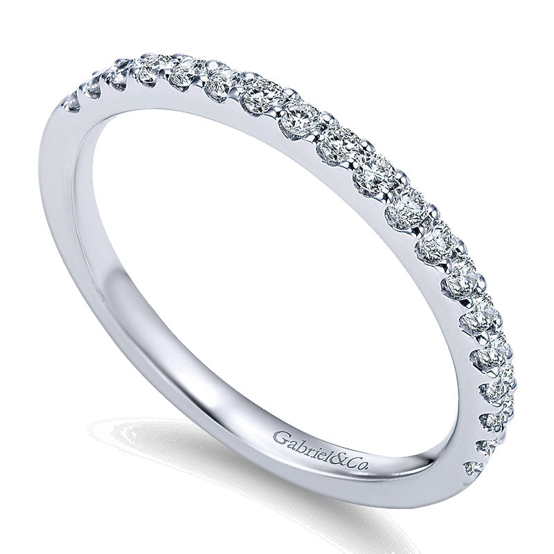 Wedding Band 14k White Gold Diamond Straight