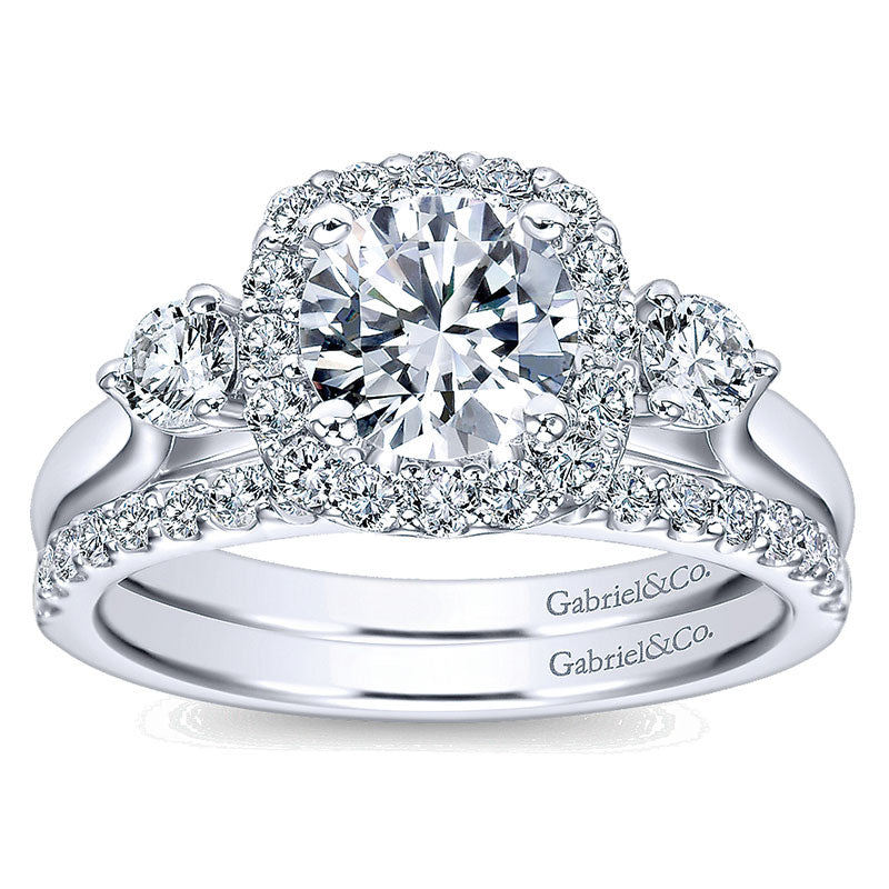 Wedding Band 14k White Gold Diamond Straight