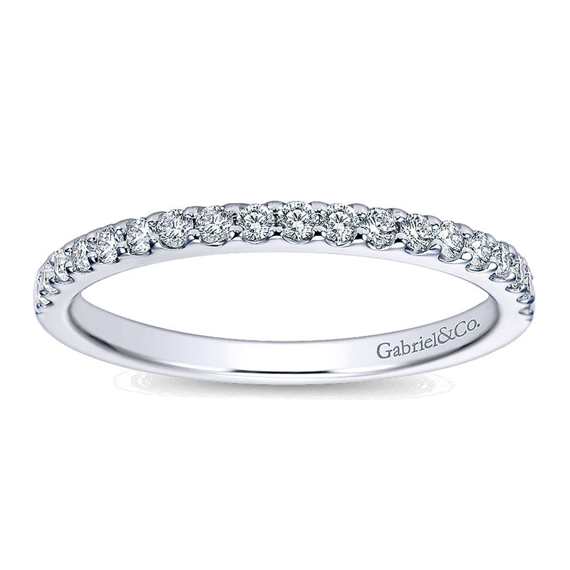 Wedding Band 14k White Gold Diamond Straight
