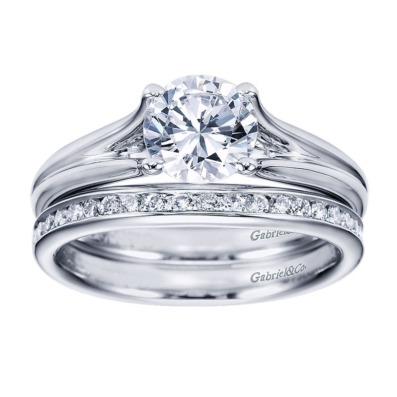Wedding Band 14k White Gold Diamond Straight