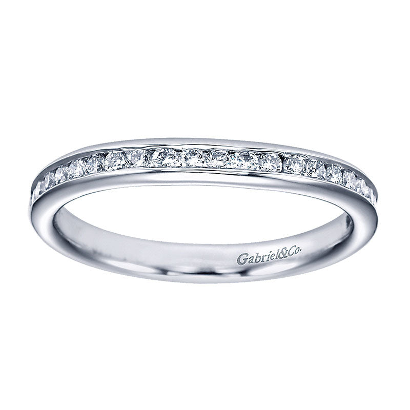Wedding Band 14k White Gold Diamond Straight