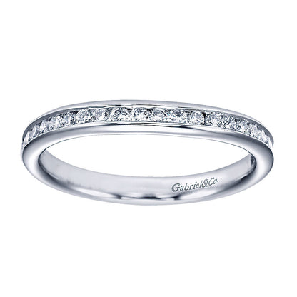 Wedding Band 14k White Gold Diamond Straight