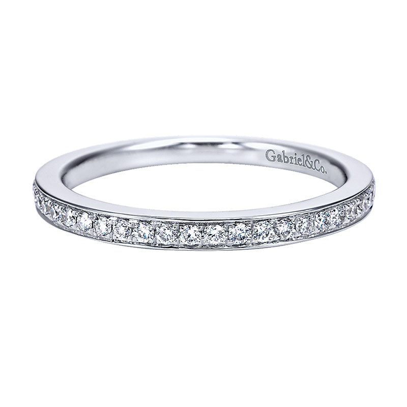 Wedding Band 14k White Gold Diamond Straight