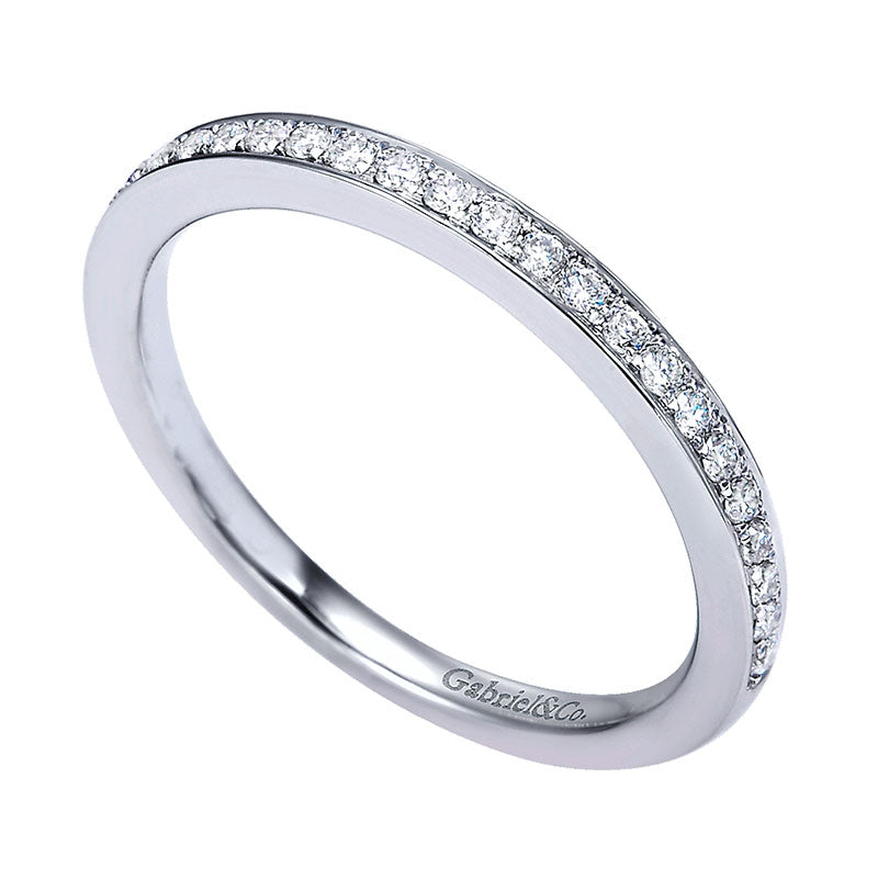 Wedding Band 14k White Gold Diamond Straight
