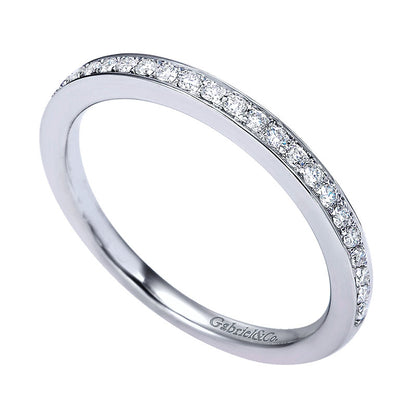 Wedding Band 14k White Gold Diamond Straight
