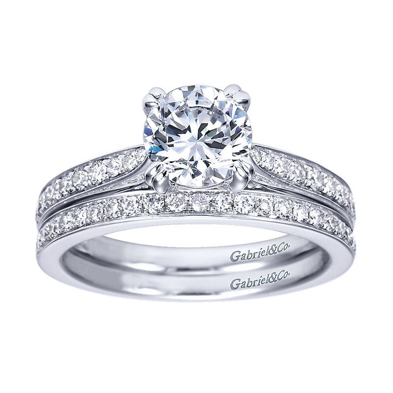 Wedding Band 14k White Gold Diamond Straight