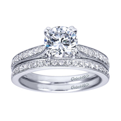 Wedding Band 14k White Gold Diamond Straight