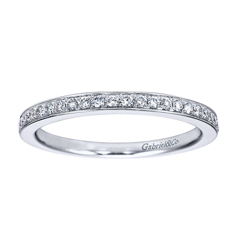 Wedding Band 14k White Gold Diamond Straight