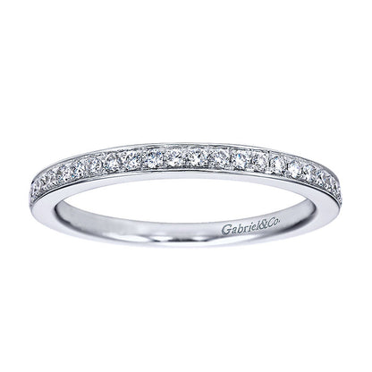 Wedding Band 14k White Gold Diamond Straight