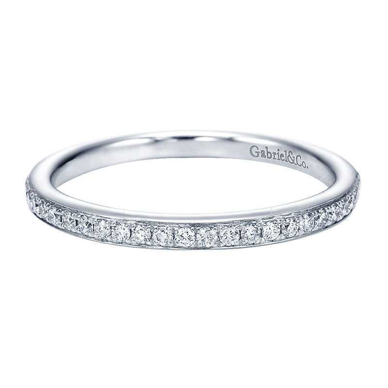 Wedding Band 14k White Gold Diamond Straight
