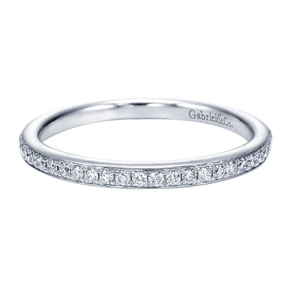 Wedding Band 14k White Gold Diamond Straight