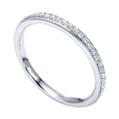 Wedding Band 14k White Gold Diamond Straight