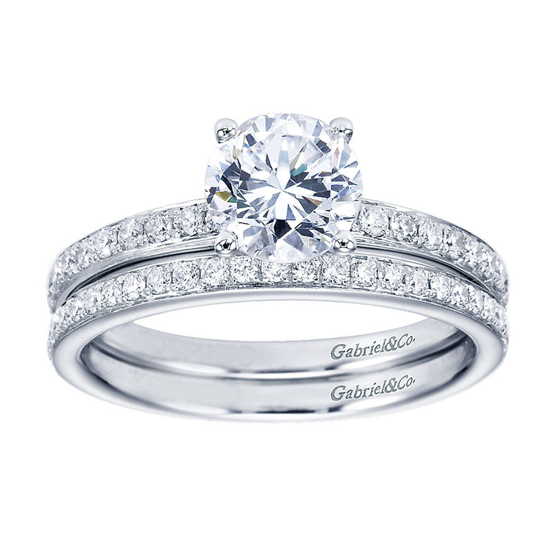 Wedding Band 14k White Gold Diamond Straight