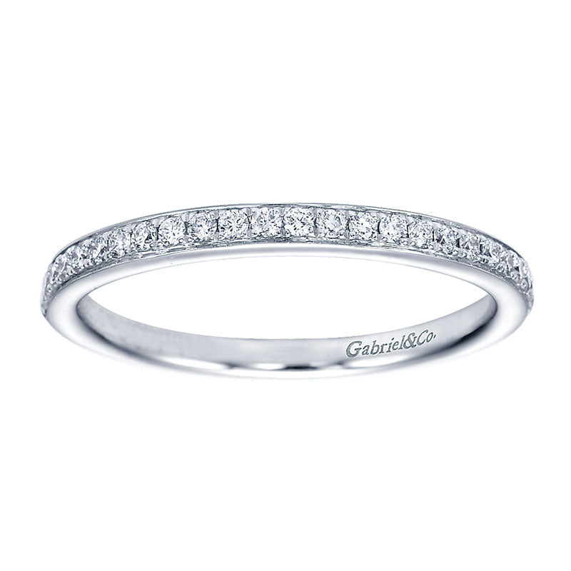 Wedding Band 14k White Gold Diamond Straight