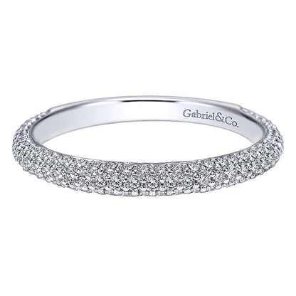 Wedding Band 14k White Gold Diamond Straight