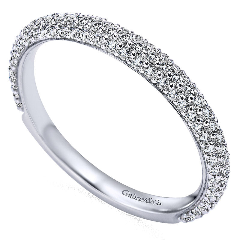 Wedding Band 14k White Gold Diamond Straight