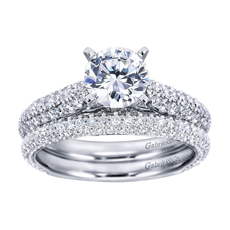 Wedding Band 14k White Gold Diamond Straight