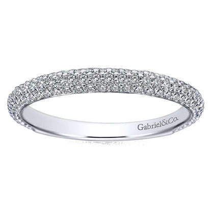 Wedding Band 14k White Gold Diamond Straight