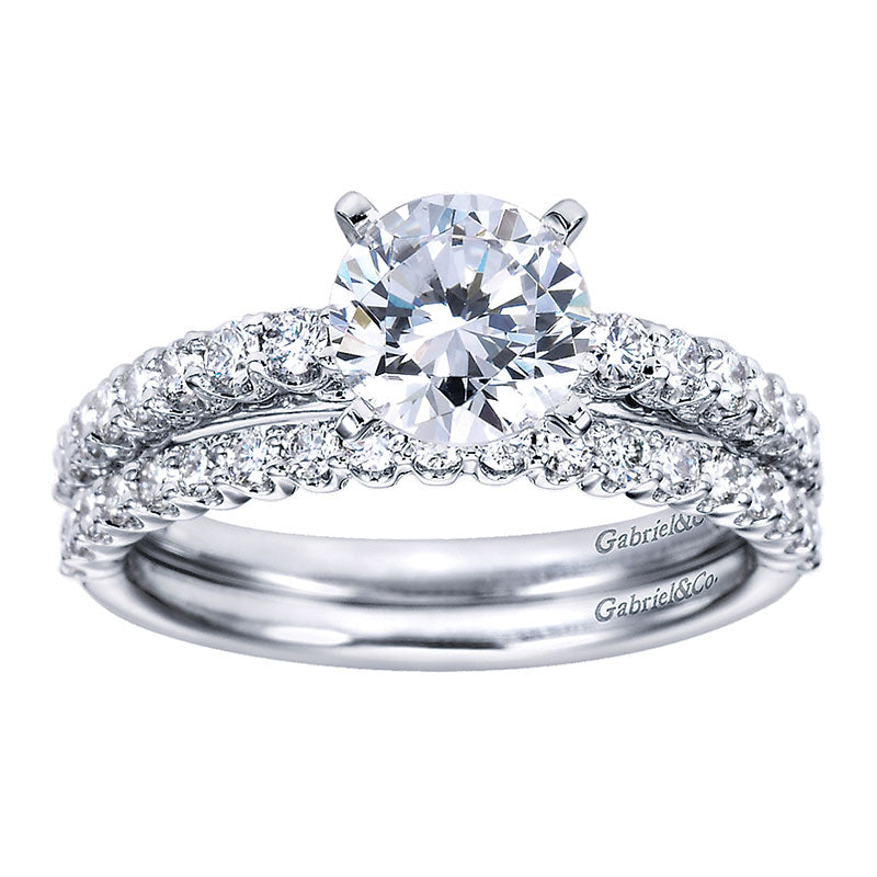 Wedding Band 14k White Gold Diamond Straight