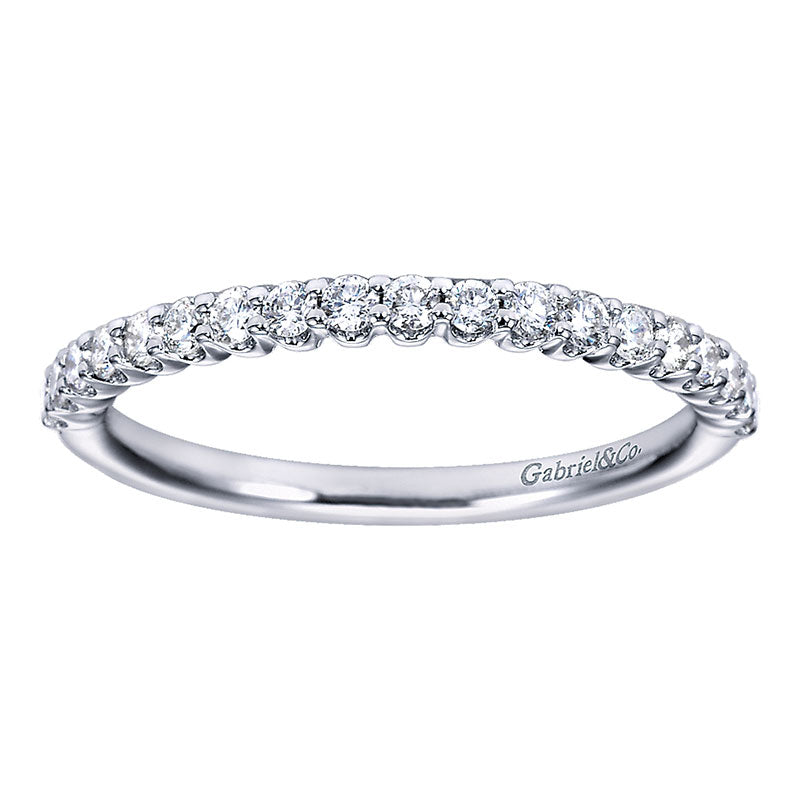Wedding Band 14k White Gold Diamond Straight