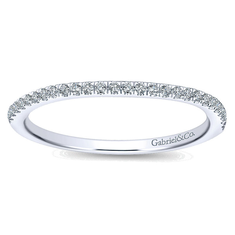 Wedding Band 14k White Gold Diamond Straight