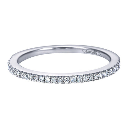 Wedding Band 14k White Gold Diamond Straight