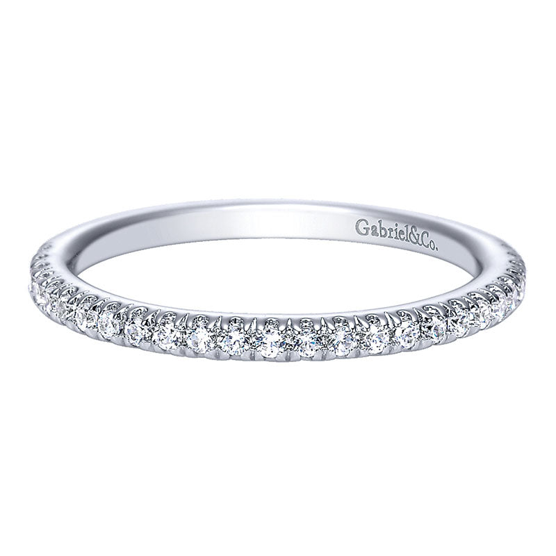 Wedding Band 14k White Gold Diamond Straight