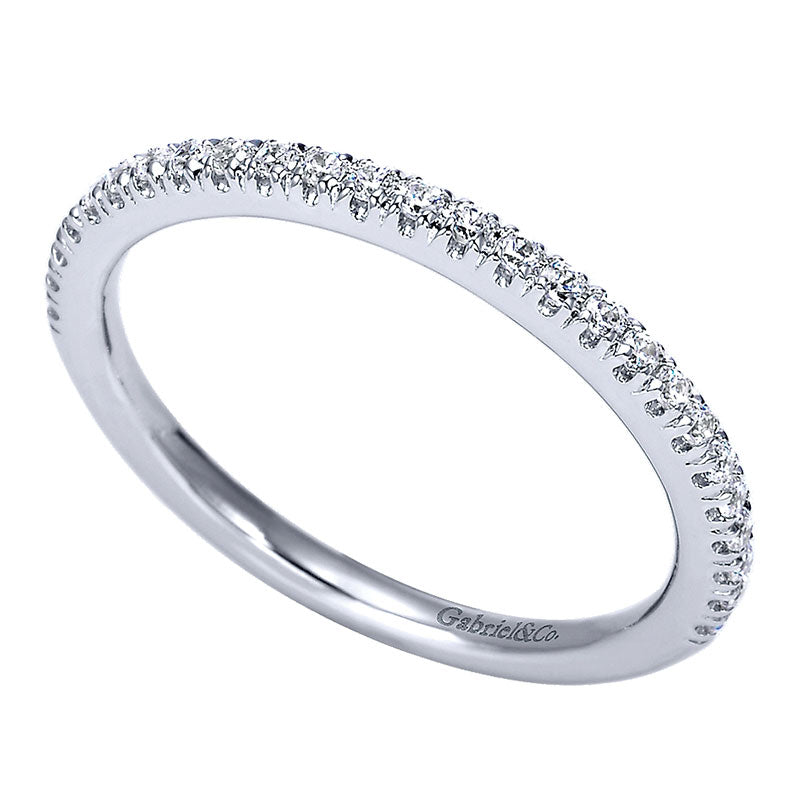 Wedding Band 14k White Gold Diamond Straight