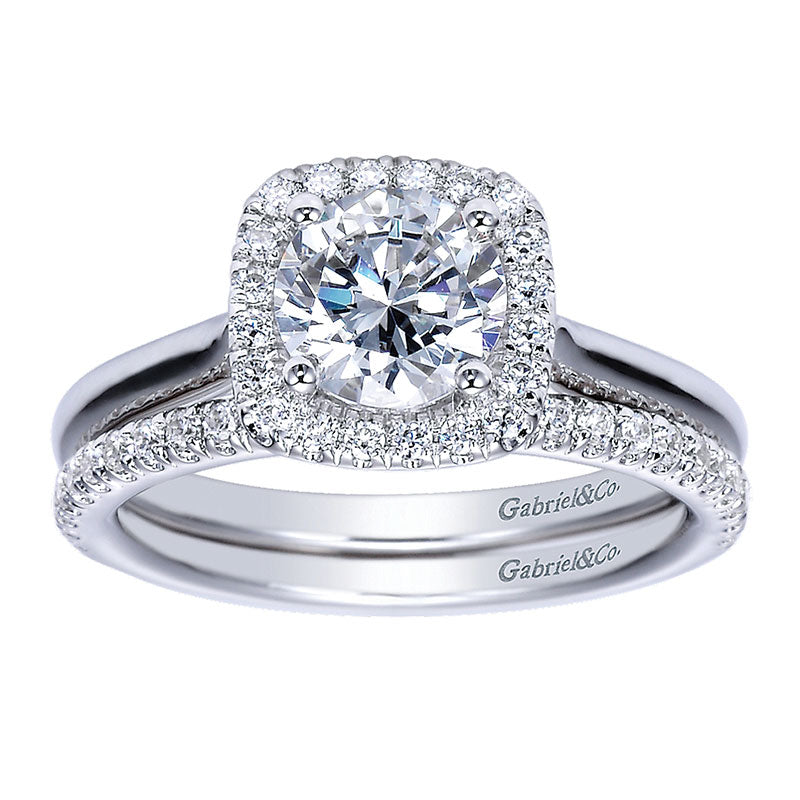 Wedding Band 14k White Gold Diamond Straight