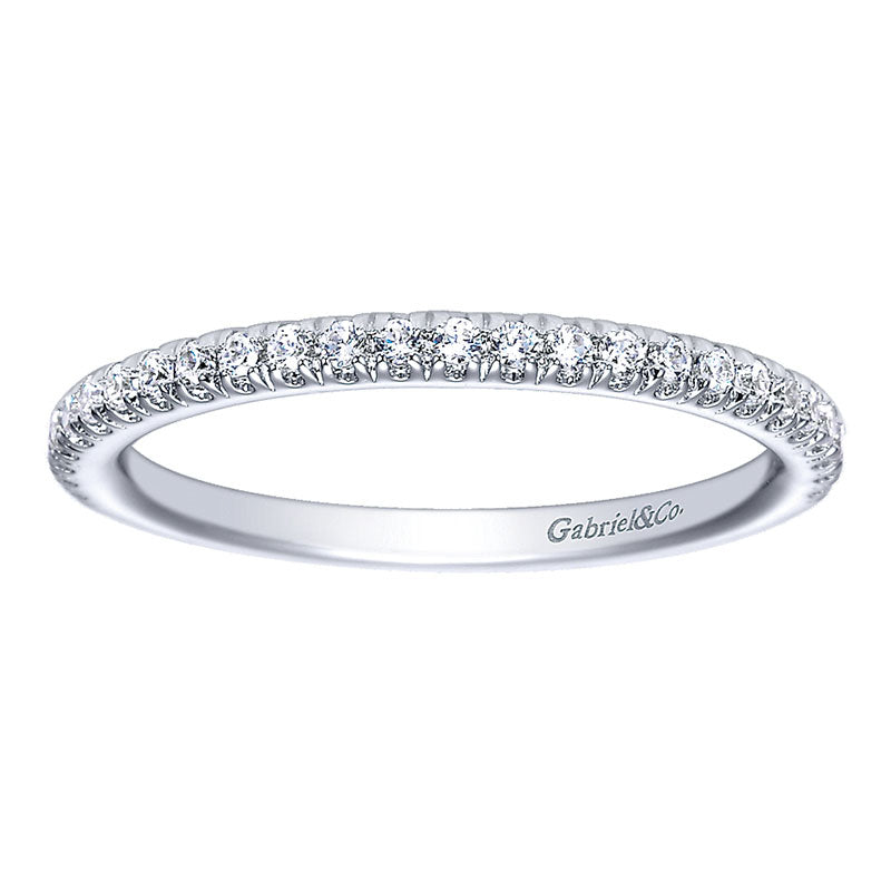 Wedding Band 14k White Gold Diamond Straight