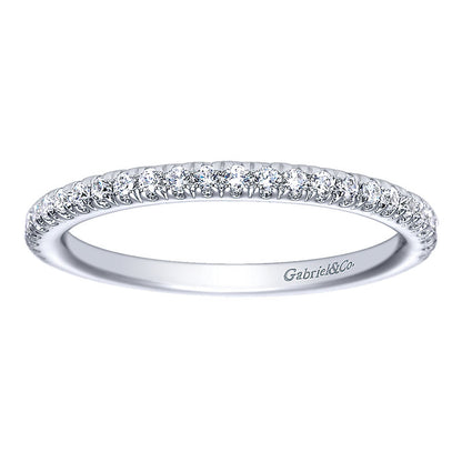 Wedding Band 14k White Gold Diamond Straight