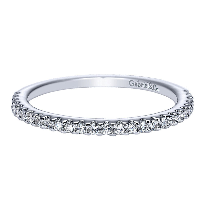 Wedding Band 14k White Gold Diamond Straight