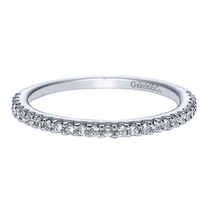 Wedding Band 14k White Gold Diamond Straight