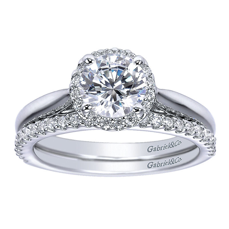 Wedding Band 14k White Gold Diamond Straight