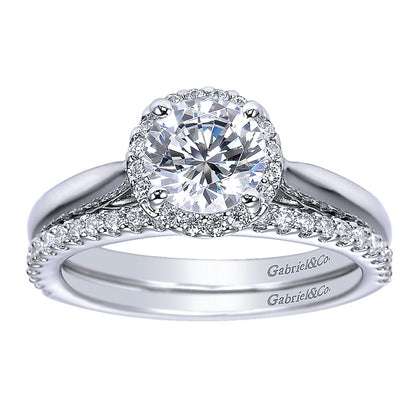 Wedding Band 14k White Gold Diamond Straight