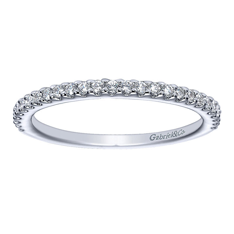 Wedding Band 14k White Gold Diamond Straight