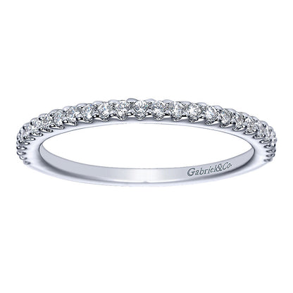 Wedding Band 14k White Gold Diamond Straight