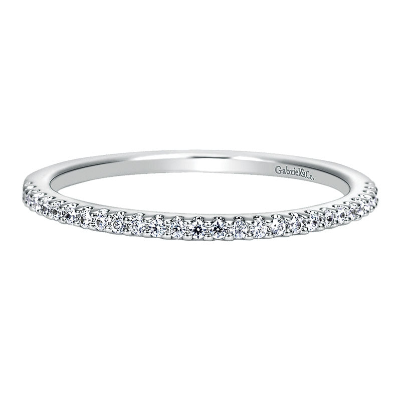 Wedding Band 14k White Gold Diamond Straight
