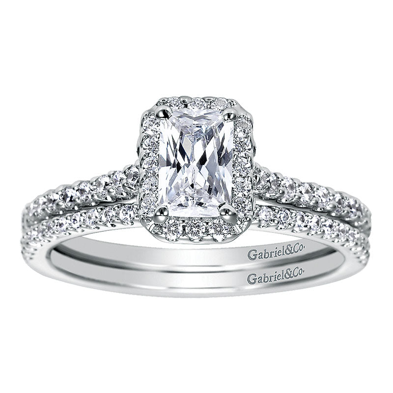 Wedding Band 14k White Gold Diamond Straight